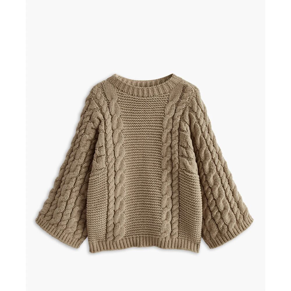 Commense Leisure Round Neck Cable Knit Sweater Sz XS